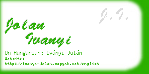 jolan ivanyi business card